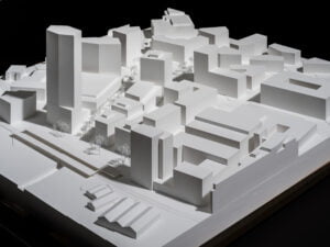 Modell der Pilatus Arena Kriens des Teams giuliani.hönger dipl. architekten